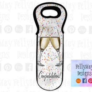 Wine Tote Congratulations Champagne Glasses with Confetti DIGITAL DOWNLOAD