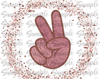 Rose Gold Peace Sign in Speckle Rose Gold Circle. Digital Download