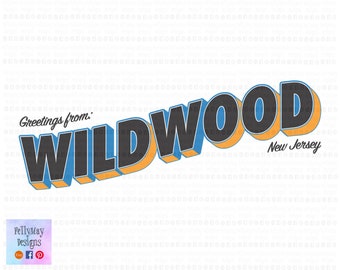 Hälsningar från Wildwood, NJ. Endast SVG.