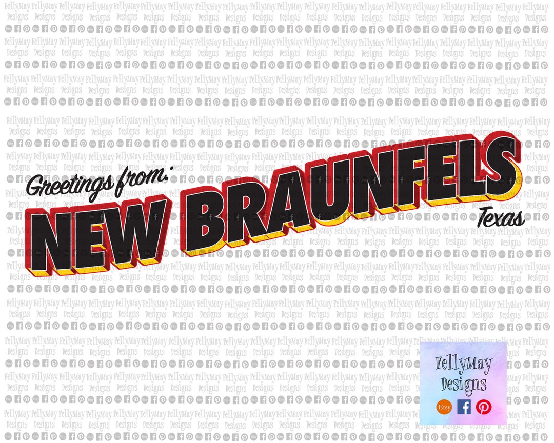 Greetings From New Braunfels Texas Black Red Yellow DIGITAL Etsy