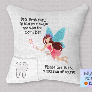 Pink with Long Hair Tooth Fairy Tooth on Pocket DESIGN ONLY
