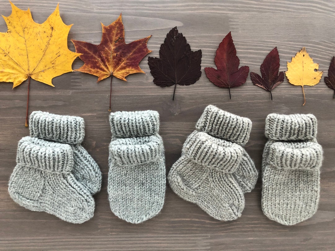 Set of Baby Socks and Mittens Ready for Shipping Soft and Warm Handmade