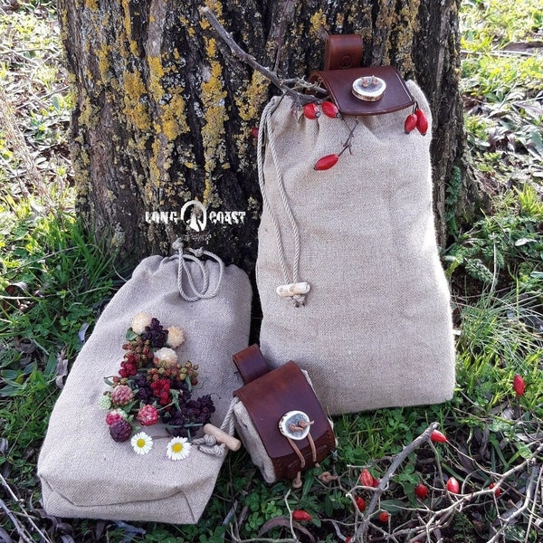 Foraging bag, edc pouch, mushroom picking, personalized gift, hiking, trekking, camping survival gear, cottagecore gifts