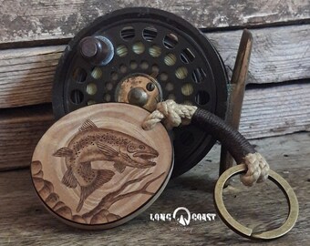 Fishing keychain, angler gift, Spinning Fishing, personalized, fishing gift, fly fishing, hand engraved, fishing gifts