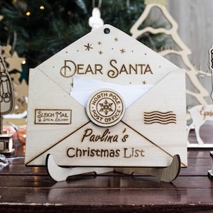 Carta de Natal de madeira personalizada para o Papai Noel