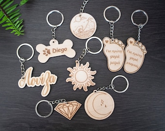 Wooden Keyrings | Custom Keyrings | Figure Keyrings | Name Keyrings