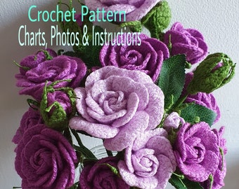 Crochet Rose pattern - Crochet Miniature Rose flowers - Rose Crochet