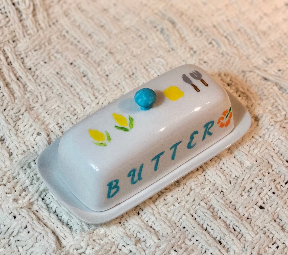 HandPainted Decorative Butter Dish Etsy