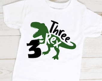 Dinosaur Kids Birthday Shirt | Third Birthday Shirt | 3rd Bday Shirt | Third Birthday Shirt | Three Rex Kids Shirt