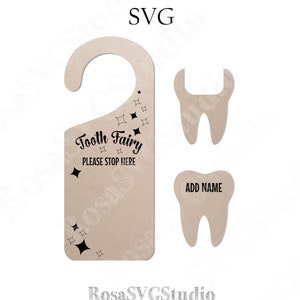 Hangar de porte Tooth Fairy svg, boîte de fée des dents svg, fée des dents svg, dent svg, fichier coupé