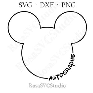 Orejas de ratón svg, WDW svg, Autógrafos svg, Camiseta con firmas svg. Bonita alternativa a un libro de autógrafos.