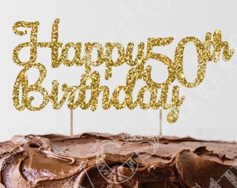 50th Birthday Cake Topper SVG: Happy Birthday Design (Digital Download)
