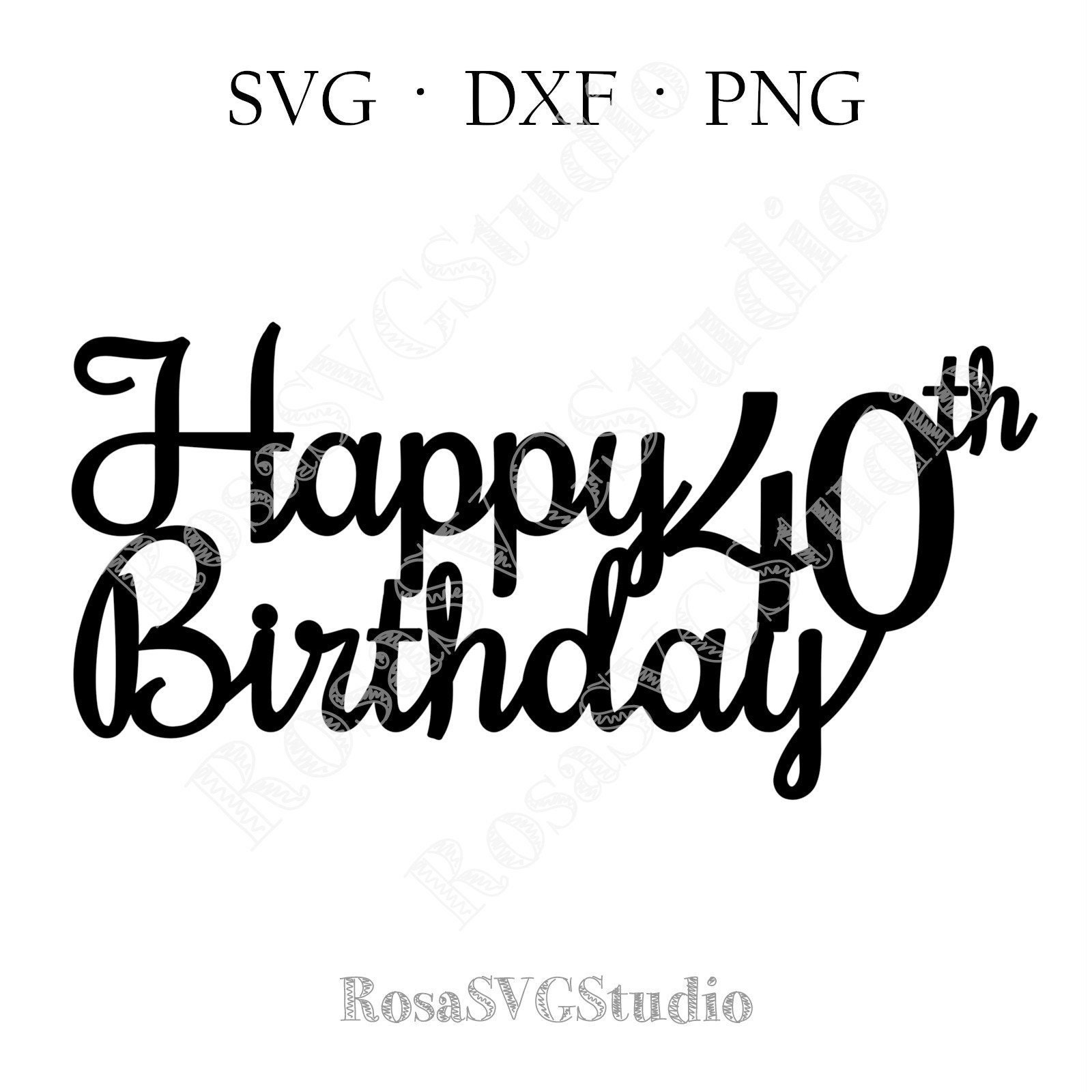 Happy 40th Birthday Personalized Cake Topper Svg Fourty 