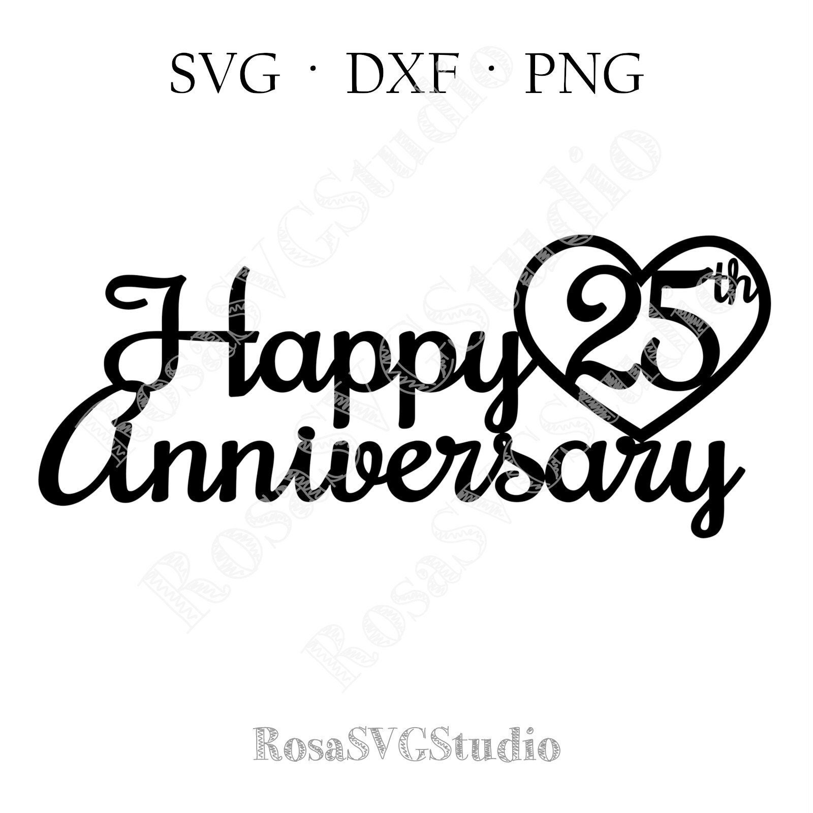 Happy 25th Wedding Anniversary Topper, Silver Anniversary, 25th Wedding