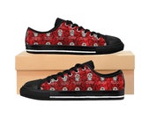 Day of the Dead Women 39 s Sneakers Dia De Los Muertos Sugar Skulls Halloween Shoes Cosplay Shoes Red Sneakers Goth Sneakers