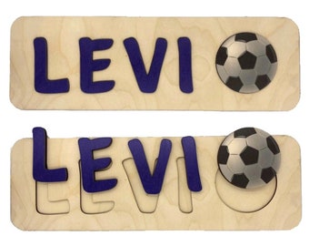 WOODEN NAME PUZZLE - 010102 - Personalized Name Puzzle with Shape - Full Color Letter Name Puzzle - Raw Wood Puzzle Frame - Unique Gift