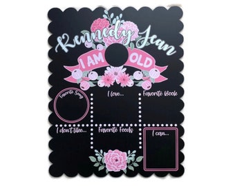 PERSONALIZED MILESTONE CHALKBOARD - Full Color Flawless Printed Design on Laser Cut Shape - Celebrate Milestones and Birthdays - 18x23"