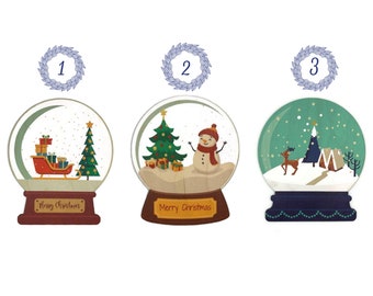 CHRISTMAS DOOR HANGER - Christmas Snowglobe Shaped Wooden Signs - Wall Decor - Full Color Printed Design on Laser Cut Wood - Merry Christmas