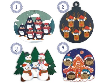 PERSONALIZED FAMILY ORNAMENT - Wood Cut Personalized Ornament - Family Christmas Ornament - Full Color Printed Design - Merry Christmas