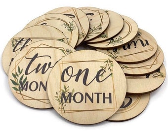 WOOD BABY MILESTONES - 020103 - Milestone Circles - Laser Cut Wood - Baby Month Signs - Baby Shower Gift - Babies