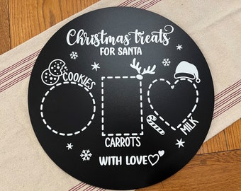 Santa Cookie Tray - Milk and Cookies and Carrot - Christmas Eve Tradition - Black Board with UV printed text - CUSTOMIZE Names