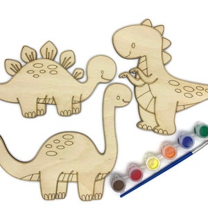 DIY PAINT KIT - Dinosaurs - Craft - 050201 - Unfinished Wood Laser Cut - Craft Item - Create Your Own