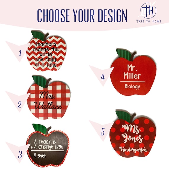Classroom Decor - Apple Door Hanger - Back To School Teacher Gift - Full Color Laser Cut Wood Door Hanger and Wall Decor