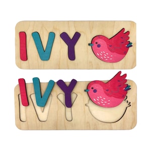 WOODEN NAME PUZZLE with Shape - 010102 -  Personalized Name Puzzle with Shape - Raw Wood Puzzle Frame - Unique Gift