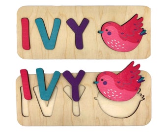 WOODEN NAME PUZZLE with Shape - 010102 -  Personalized Name Puzzle with Shape - Raw Wood Puzzle Frame - Unique Gift