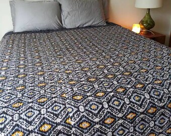 Trapunta Kantha, trapunta queen size, copriletto in cotone, trapunta Kantha in vendita, trapunta in cotone, copriletto Boho, copriletto, regalo per Natale
