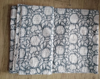 Cotton Quilt, Block Print Bedcover Handblock floral print indian kantha throw,quilt kantha bedcover size multi