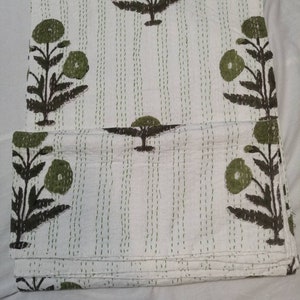 Orange Floral Beautiful kantha quilt bedspread bedcover coverlet perfect bed matching bedspread size multi