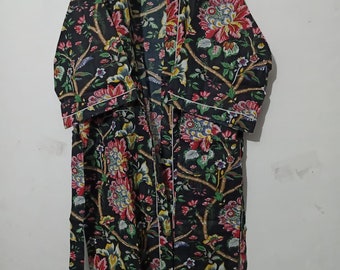 Kimono Dress Indian Kimono Robes Japanese Kimono Bridesman Robes Kimono Cardigan Beach Wear Cotton Robe Bird Floral Kimono Printed Bathrobe