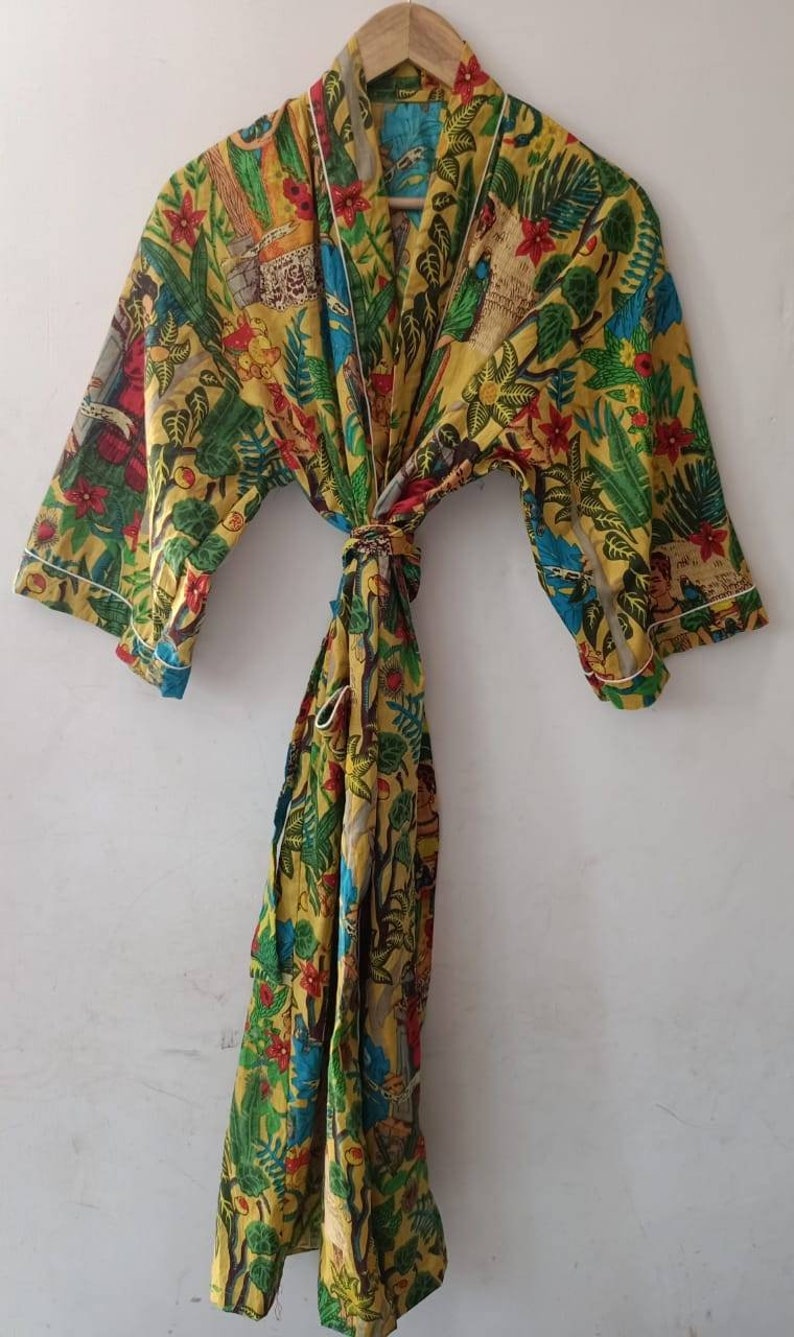 Indian Frida Kahlo Kimono Robe Kimono Cardigan Nights costume body coverups Indian kimono Robe Japanese kimono Robes Bridesmaid Robe Bath