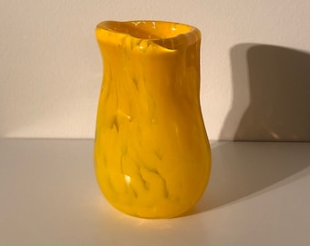 Handblown Art Glass Flower Vase bright yellow