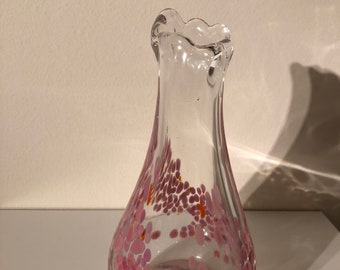 Handblown Art Glass Flower Vase pink pattern