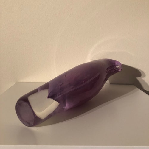Handblown Art Glass Flower shops Vase bright purple