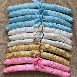 Set of 10 Satin Hangers Pink/blue/beige/white hangers