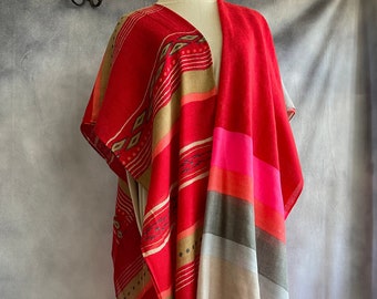 Lot of 2 scarves Red/grey wool/acrylic shawls Large bright scarves Warm wrap for fall/winter