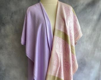 Lot of 2 scarves Pink/purple wool/polyester and purple wool shawls Large bright scarves Warm wrap for fall/winter