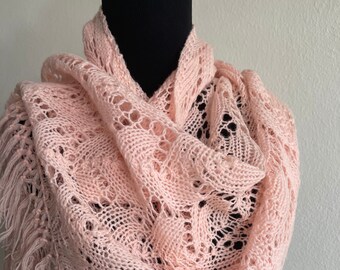 Hand made pink scarf Vintage wool knitted scarf Warm scarf for winter