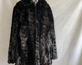 Women's Winter Jacket Goat fur black jacket Made in Greece jacket size XL