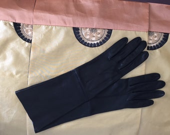 Vintage Leather Gloves/Finest Quality Leather Gloves/ Made in London, 0951,Selfridge, 6 1/5/ Vintage Ladies black Long Gloves/Gift for her/