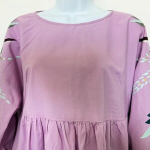 Free People Dress Purple cotton mini dress Pregnant embroidered lilac long sleeve tunic dress size SP image 7