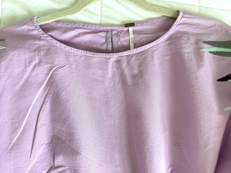 Free People Dress Purple cotton mini dress Pregnant embroidered lilac long sleeve tunic dress size SP image 9