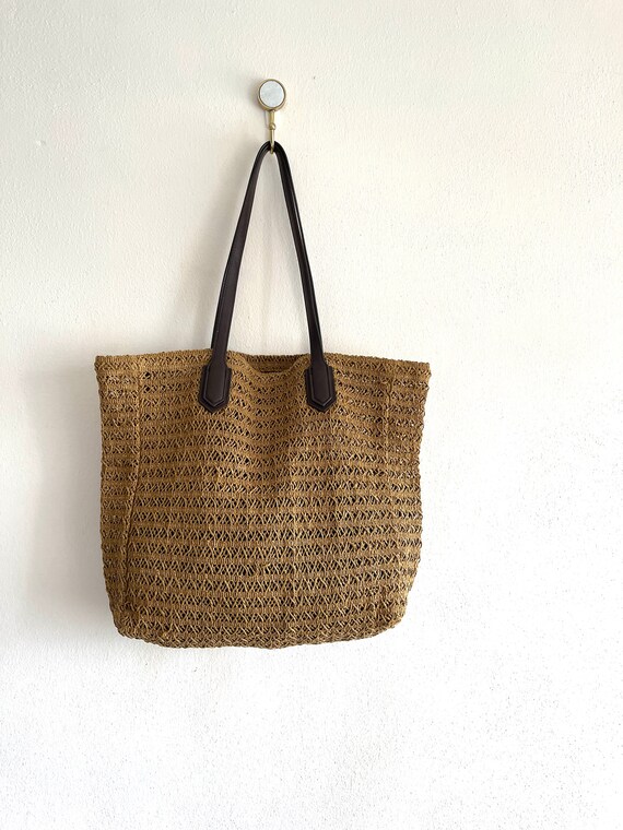 Braided twine shoulder bag Brown/beige shoulder b… - image 3