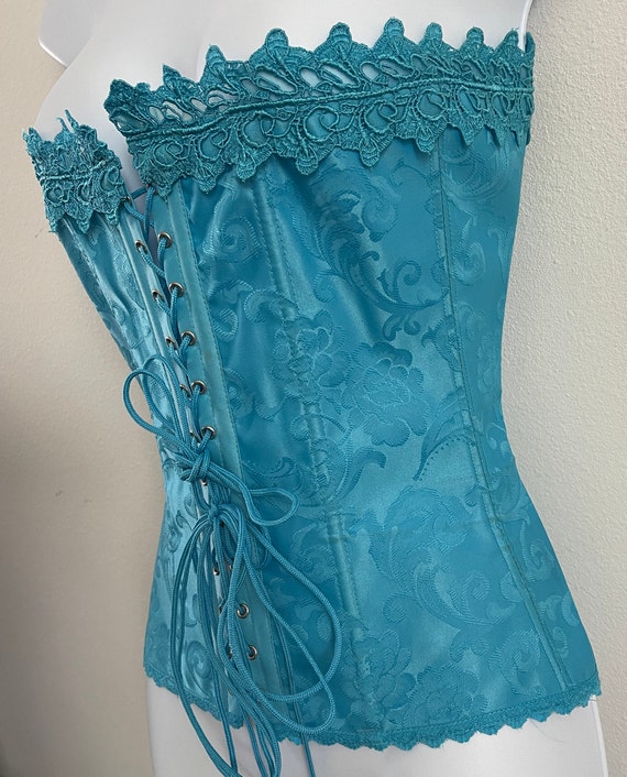 Frederick of Hollywood Women's Corset Blue vintag… - image 5
