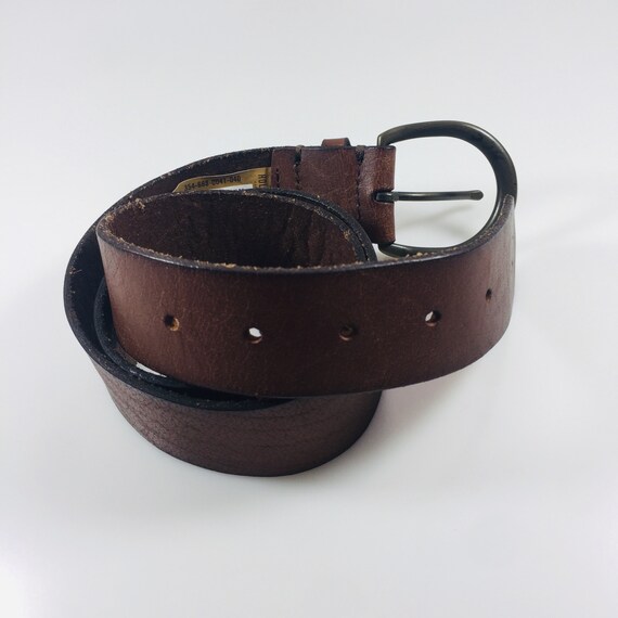 Men's belt Hollister Leather brown belt Genuine l… - image 5