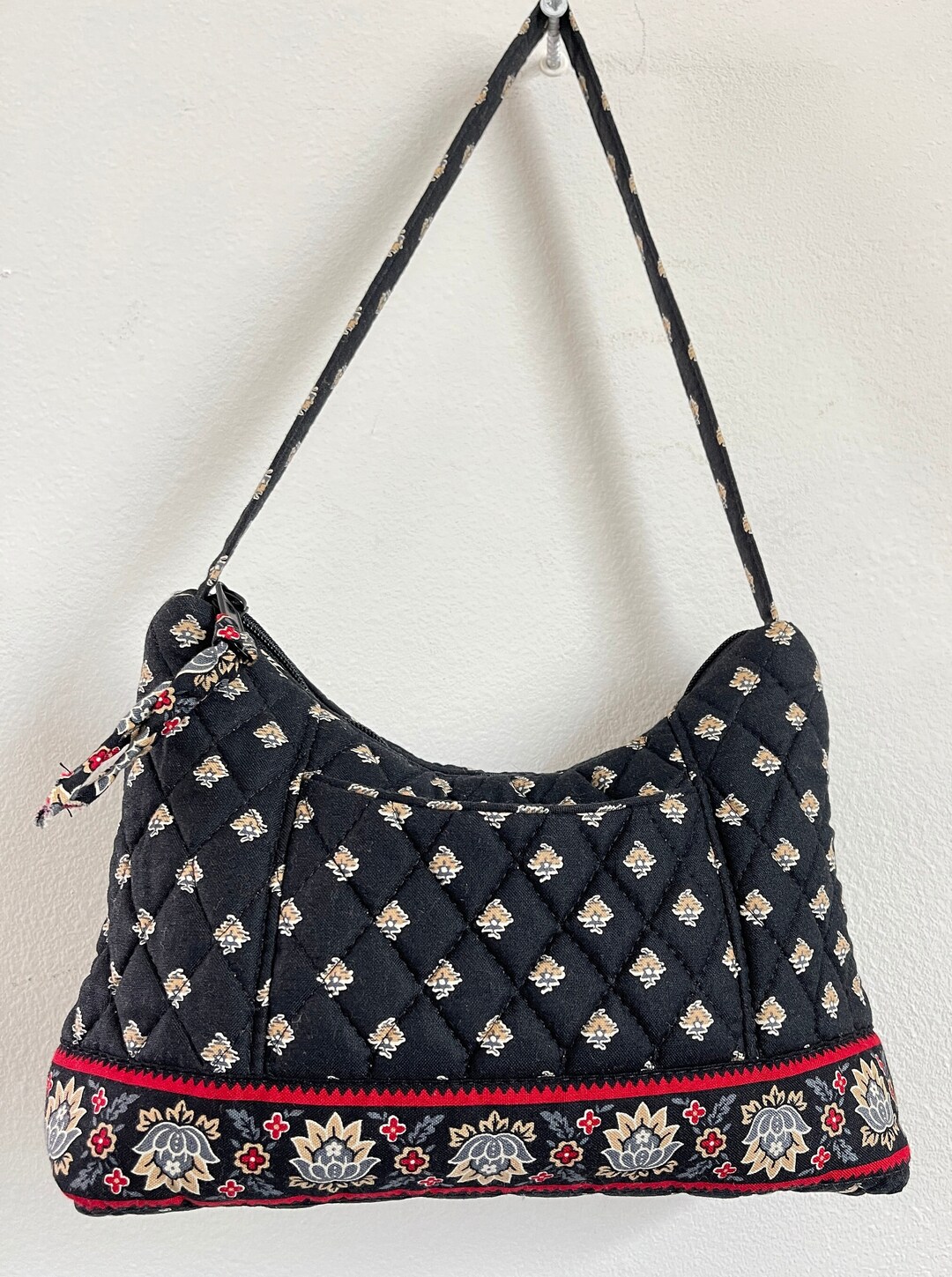 VERA BRADLEY Small Shoulder Bag Classic Black Floral Fabric Etsy
