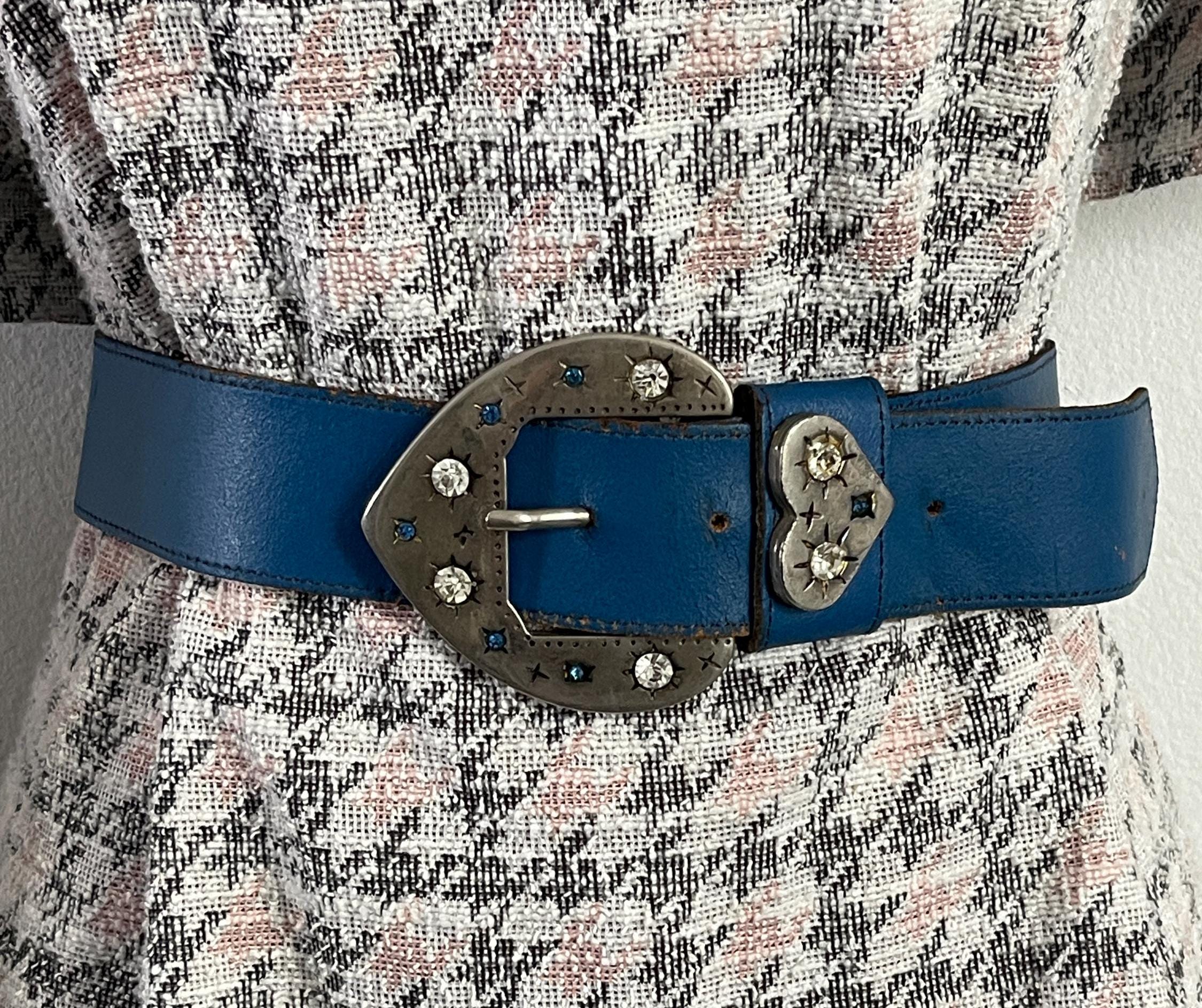Landrex Belt France Blue Belt Vintage Belt Women display picture 3